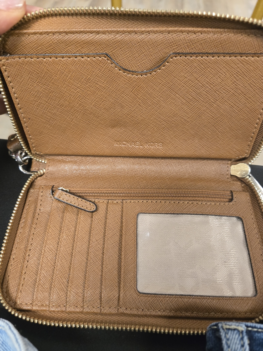 Michael Kors Tan Zip-Around Leather Card Case Wallet